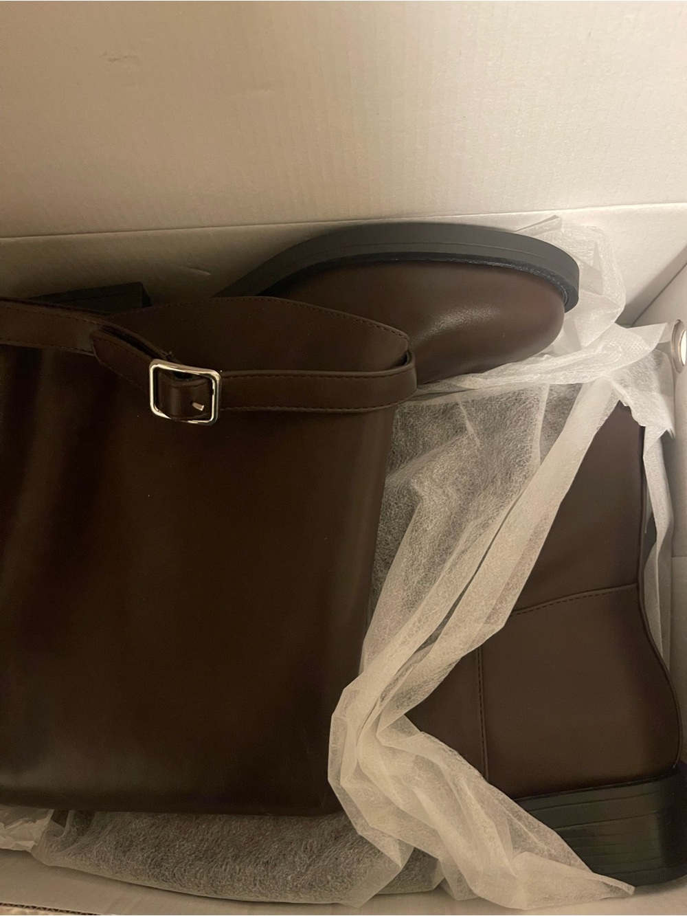 Classic Brown Tall Leather Riding Boots - Picture 3 of 3